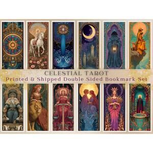 Tarot Card Arcana Bookmark Set Colorful Pagan Mystic Bookmarks Printed Set Of 12
